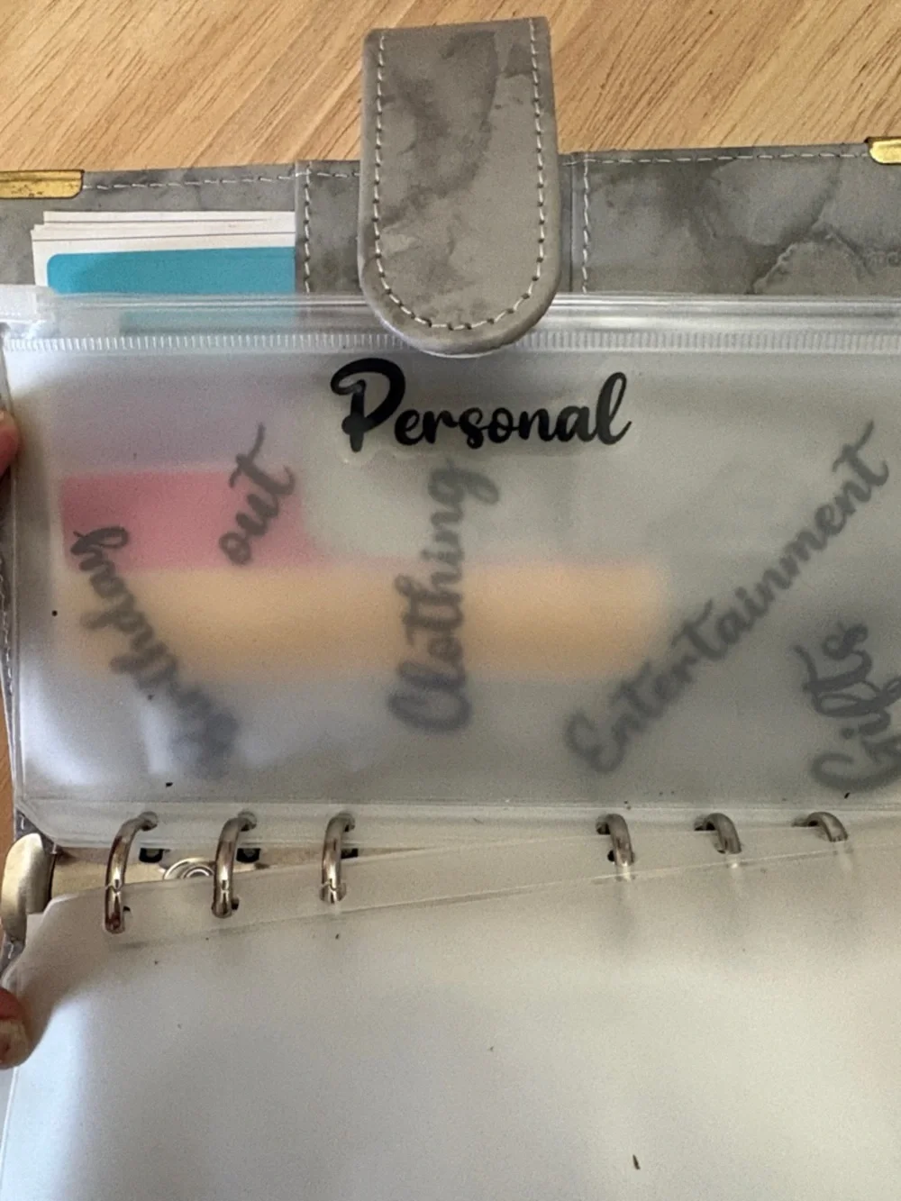 Gray Marble Covered Budget Journal- Binder with stickers Unused